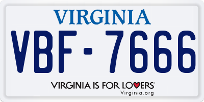VA license plate VBF7666
