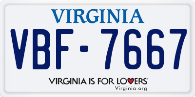 VA license plate VBF7667