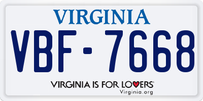 VA license plate VBF7668
