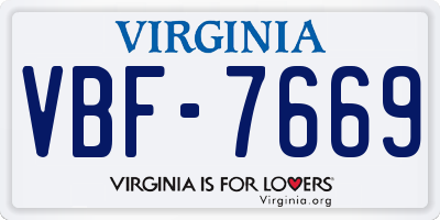 VA license plate VBF7669