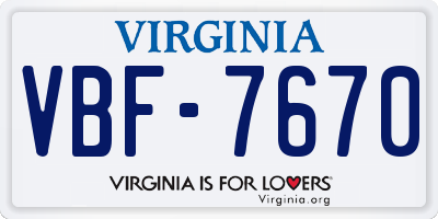 VA license plate VBF7670