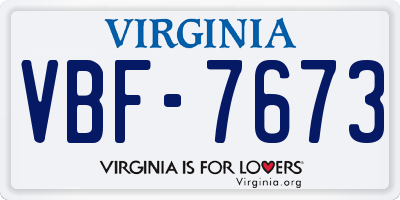 VA license plate VBF7673
