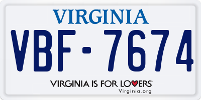 VA license plate VBF7674