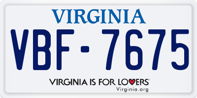 VA license plate VBF7675