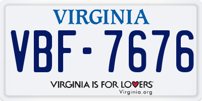 VA license plate VBF7676