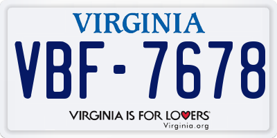 VA license plate VBF7678