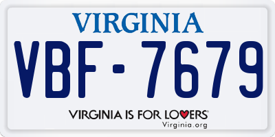 VA license plate VBF7679
