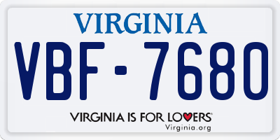 VA license plate VBF7680