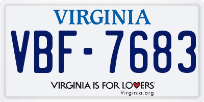VA license plate VBF7683