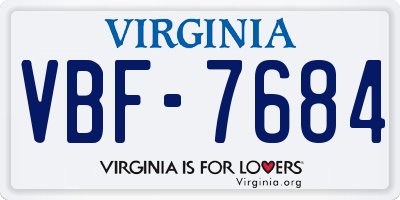 VA license plate VBF7684