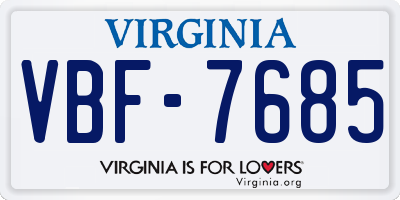 VA license plate VBF7685
