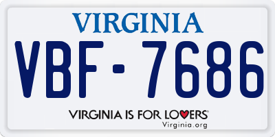 VA license plate VBF7686