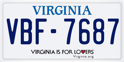VA license plate VBF7687