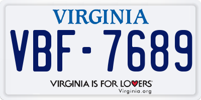 VA license plate VBF7689