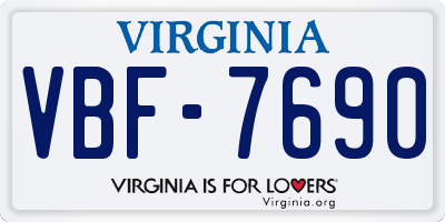 VA license plate VBF7690