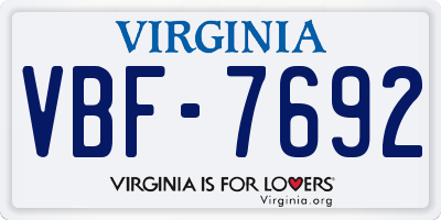 VA license plate VBF7692