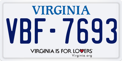VA license plate VBF7693