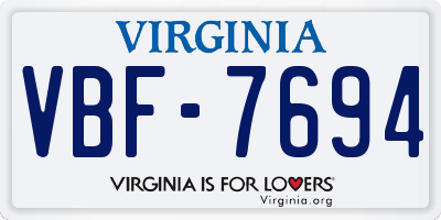 VA license plate VBF7694