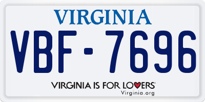 VA license plate VBF7696