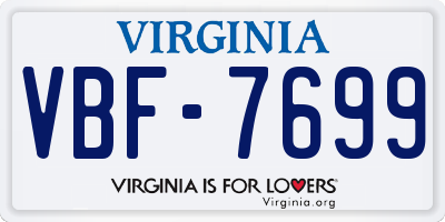 VA license plate VBF7699
