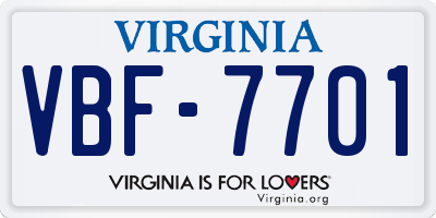 VA license plate VBF7701