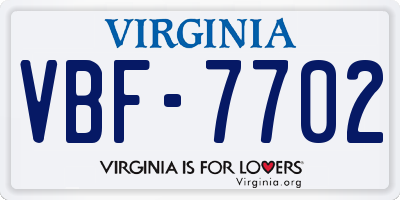 VA license plate VBF7702