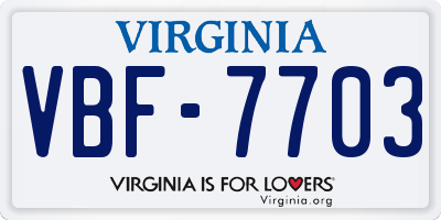 VA license plate VBF7703