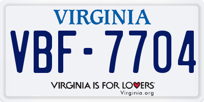 VA license plate VBF7704