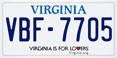 VA license plate VBF7705