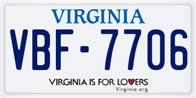 VA license plate VBF7706
