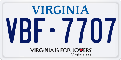 VA license plate VBF7707