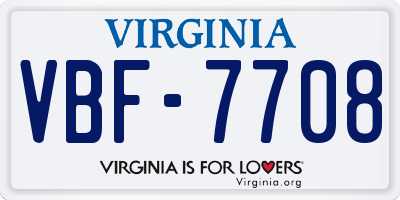 VA license plate VBF7708