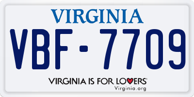 VA license plate VBF7709