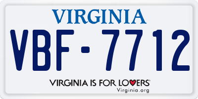 VA license plate VBF7712