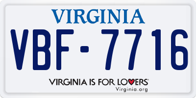 VA license plate VBF7716