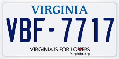 VA license plate VBF7717