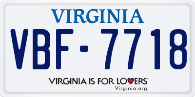 VA license plate VBF7718