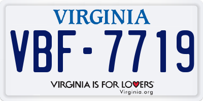 VA license plate VBF7719