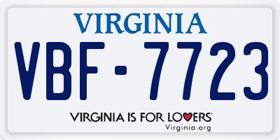 VA license plate VBF7723