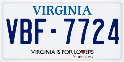 VA license plate VBF7724