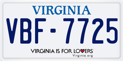 VA license plate VBF7725