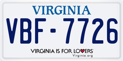 VA license plate VBF7726