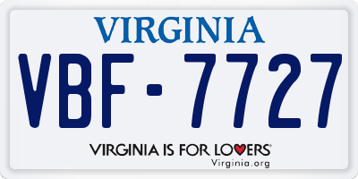 VA license plate VBF7727