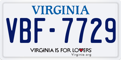 VA license plate VBF7729