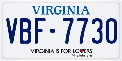 VA license plate VBF7730