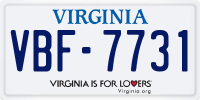 VA license plate VBF7731