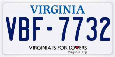 VA license plate VBF7732