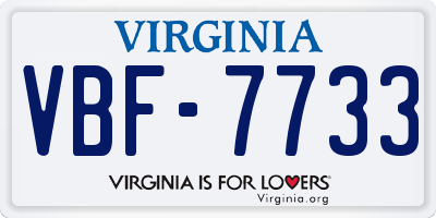 VA license plate VBF7733
