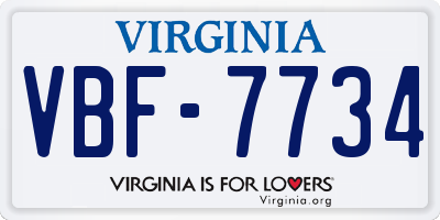 VA license plate VBF7734