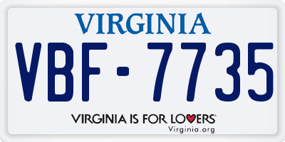 VA license plate VBF7735